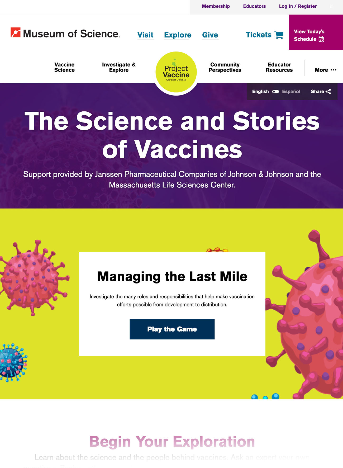 The Project Vaccine homepage
