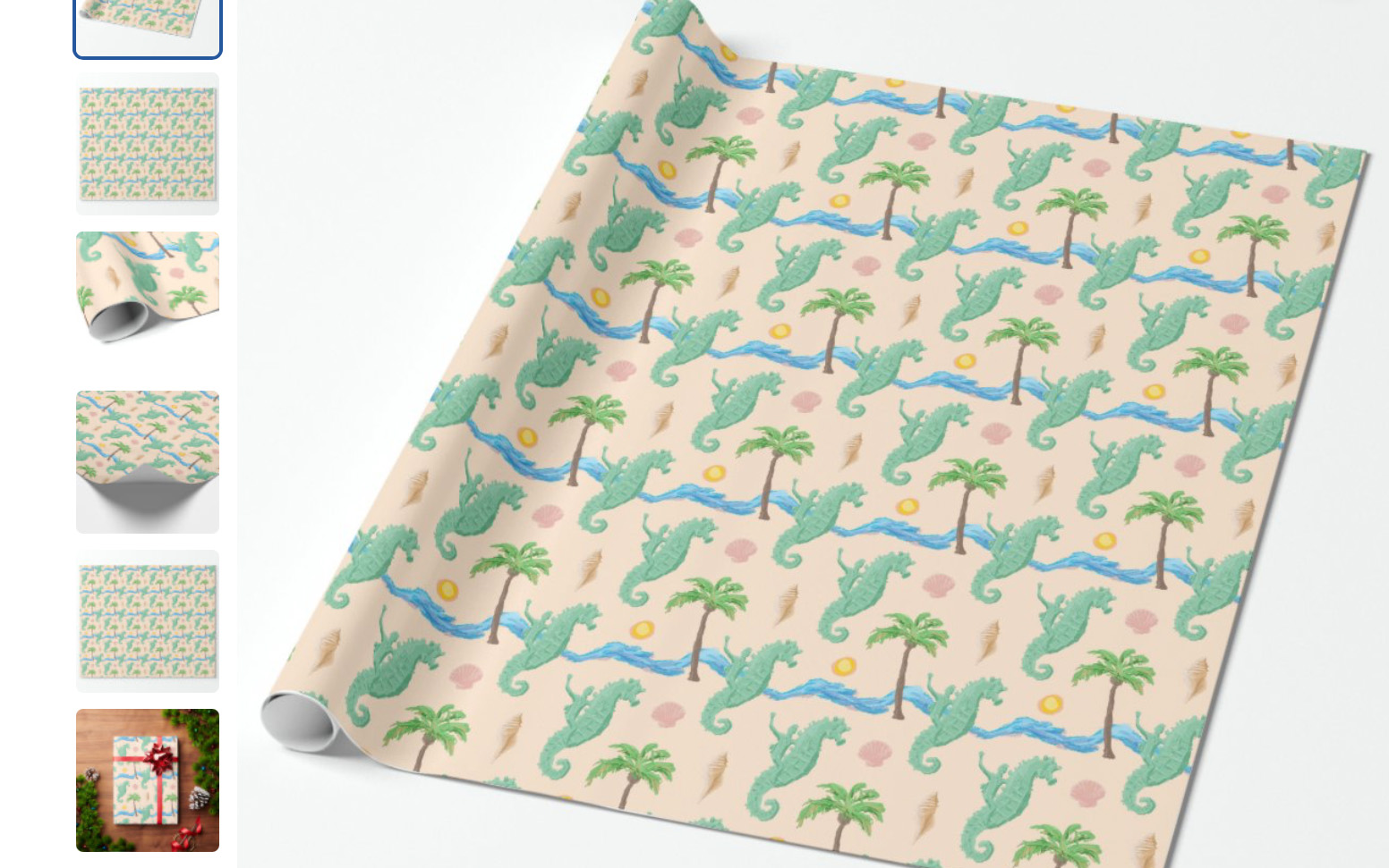 Zazzle's mockup, showing what the final printed wrapping paper looks like